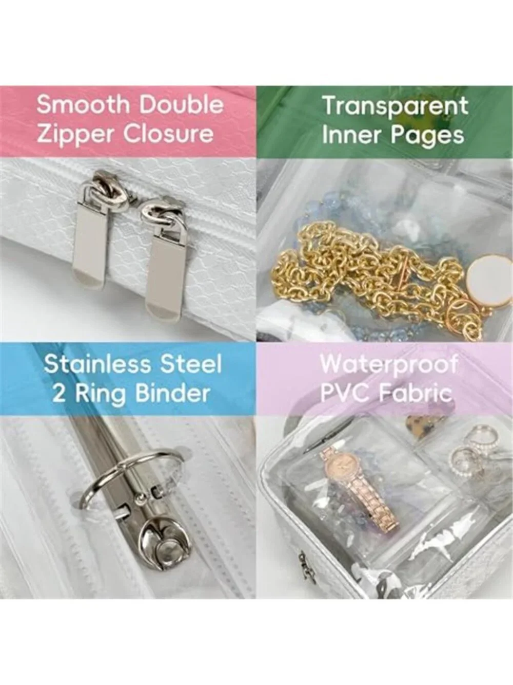 Travel Jewelry Organizer Case Clear Storage Binder Earrings Necklace Rings